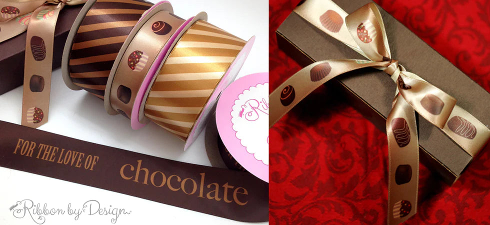 Chocolate Stripes Ribbon on 1.5 Brown Single Face Satin ribbon