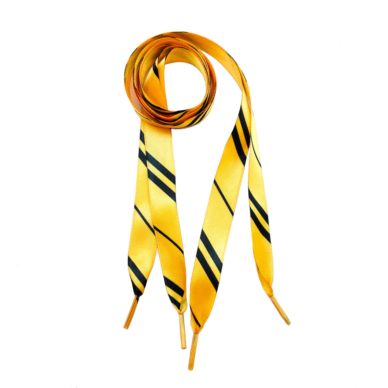 Satin Shoelaces yellow and black stripe ideal for hip hop, dance team, sneaker junkie, cheerleading, wedding, in 36" and 44" lengths