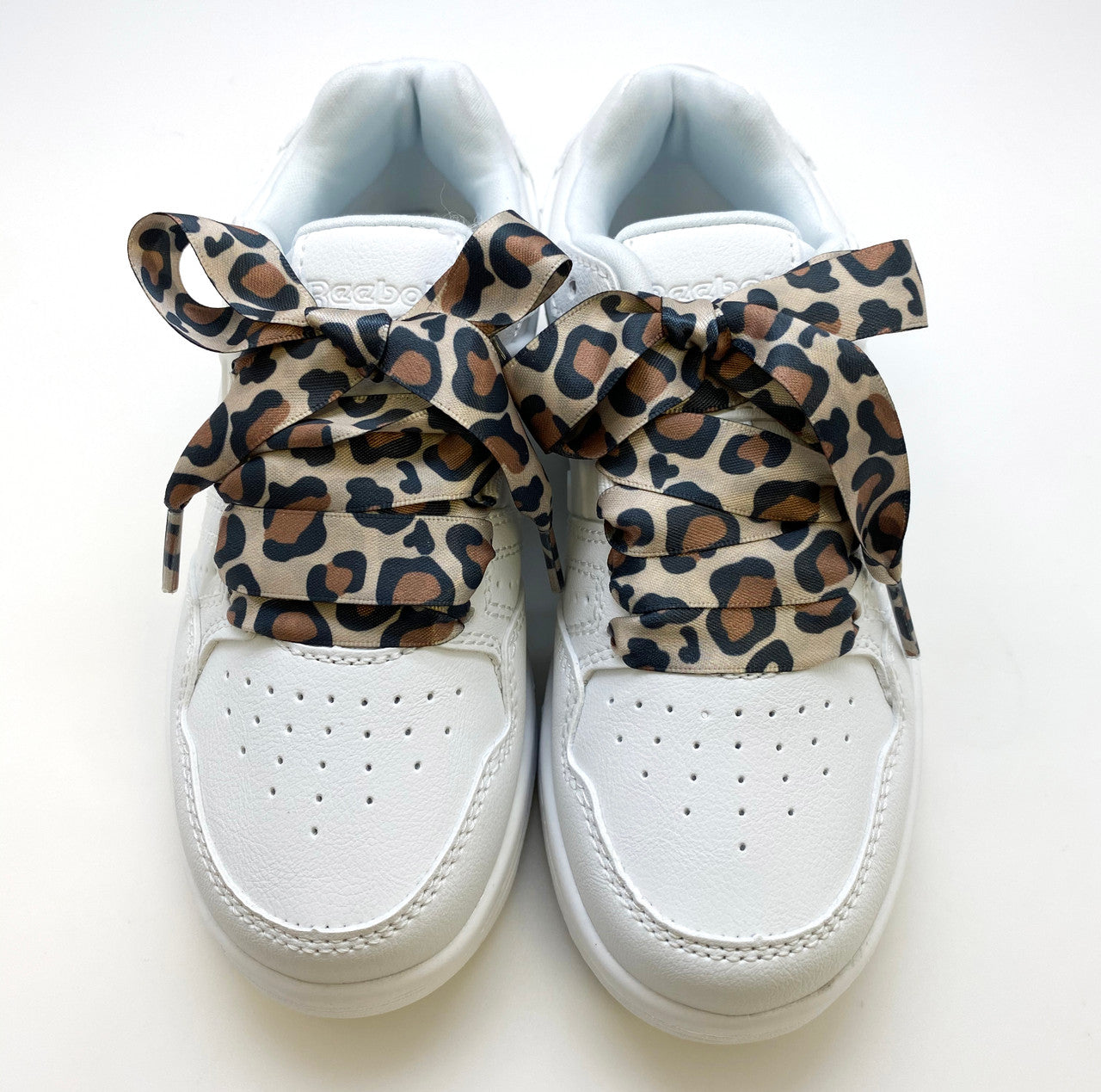 Leopard print satin shoelaces printed on double face satin in 36