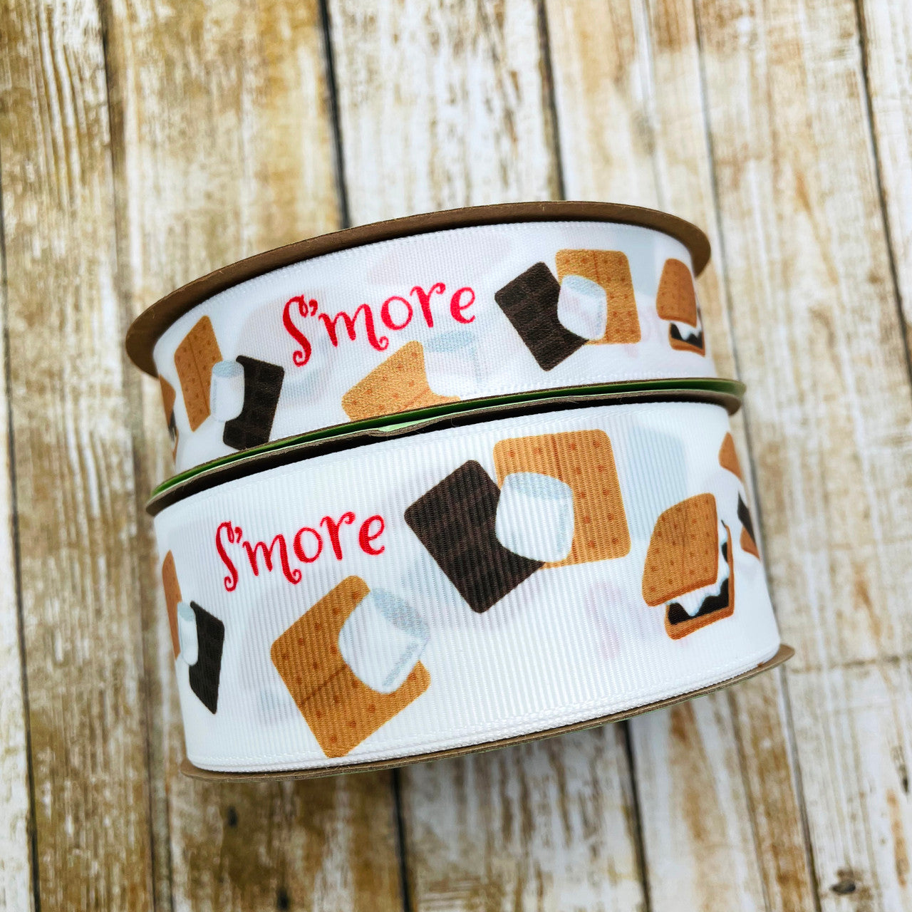 Our S'mores ribbon comes in 1.5" grosgrain and 7/8" satin for all you creative ideas!