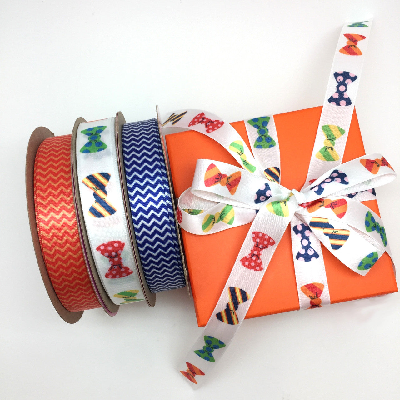 Mix and match our bowties with chevron ribbons for colorful package surely to please the recipient!