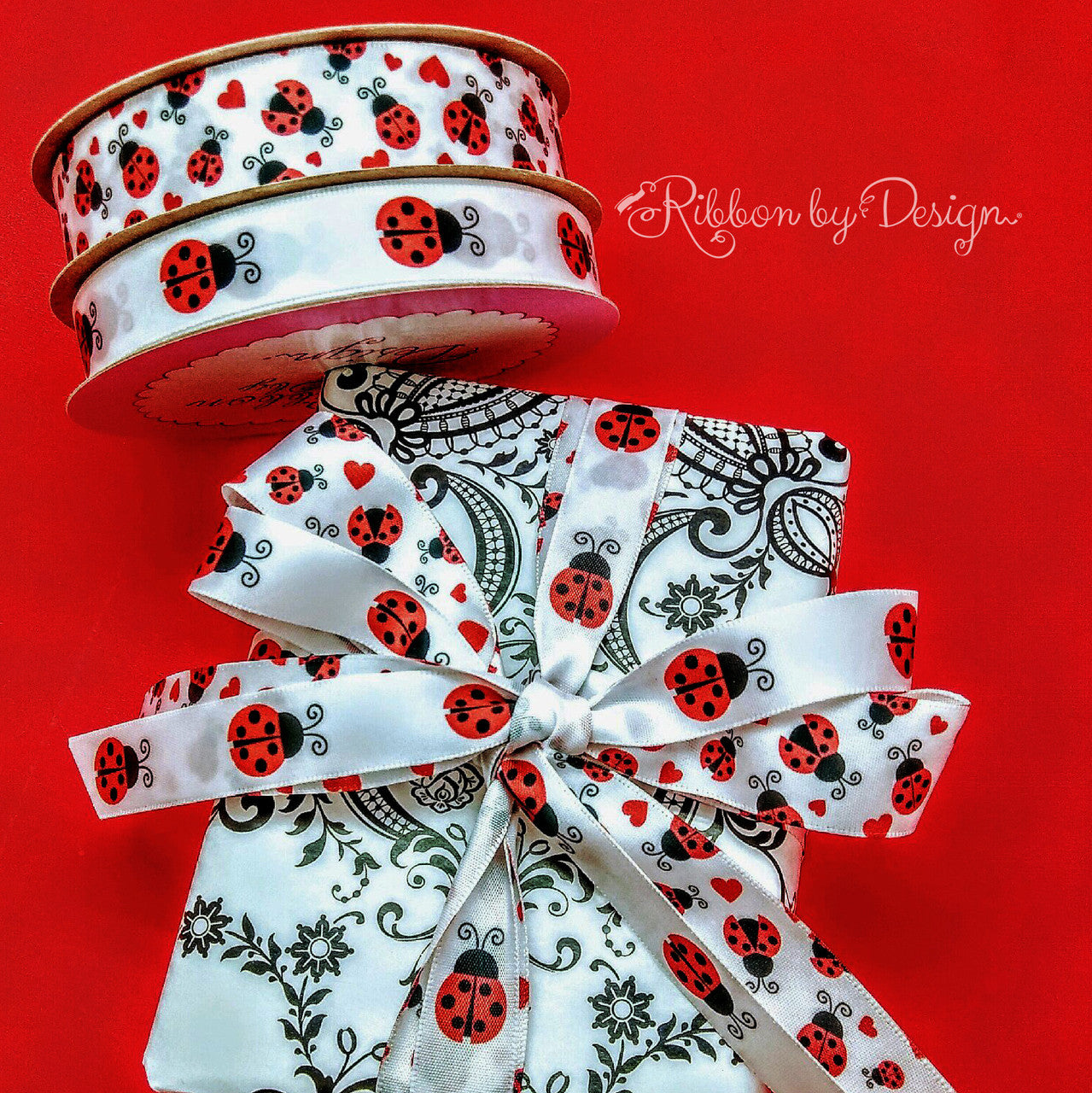 Mix and match our ladybug ribbons on a gift! Lady bugs bring good luck, more is always better!