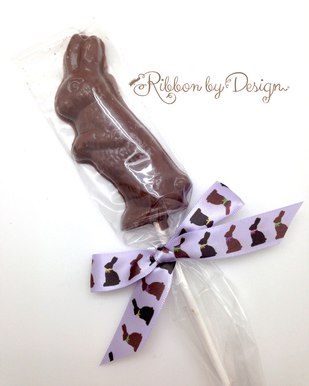 Chocolate bunny pop all dressed up in our chocolate bunny ribbon!