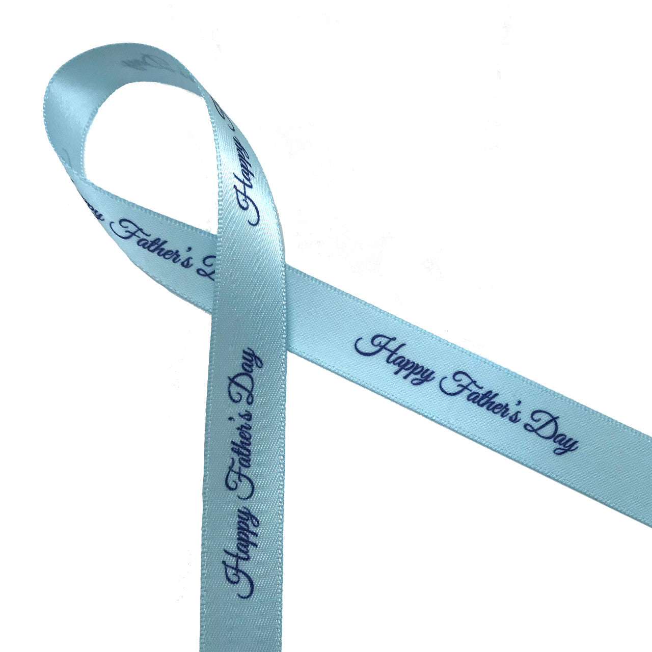 Happy Father's Day ribbon in navy blue on 5/8" white  or blue single face satin