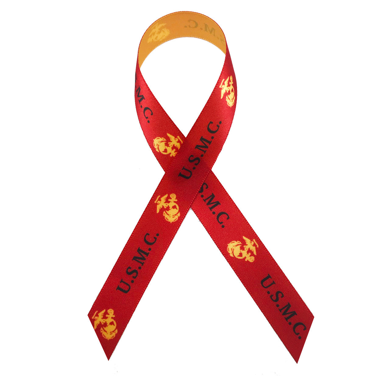 Marines Logo Ribbon on a Red Background 5/8" Single Face Satin Ribbon