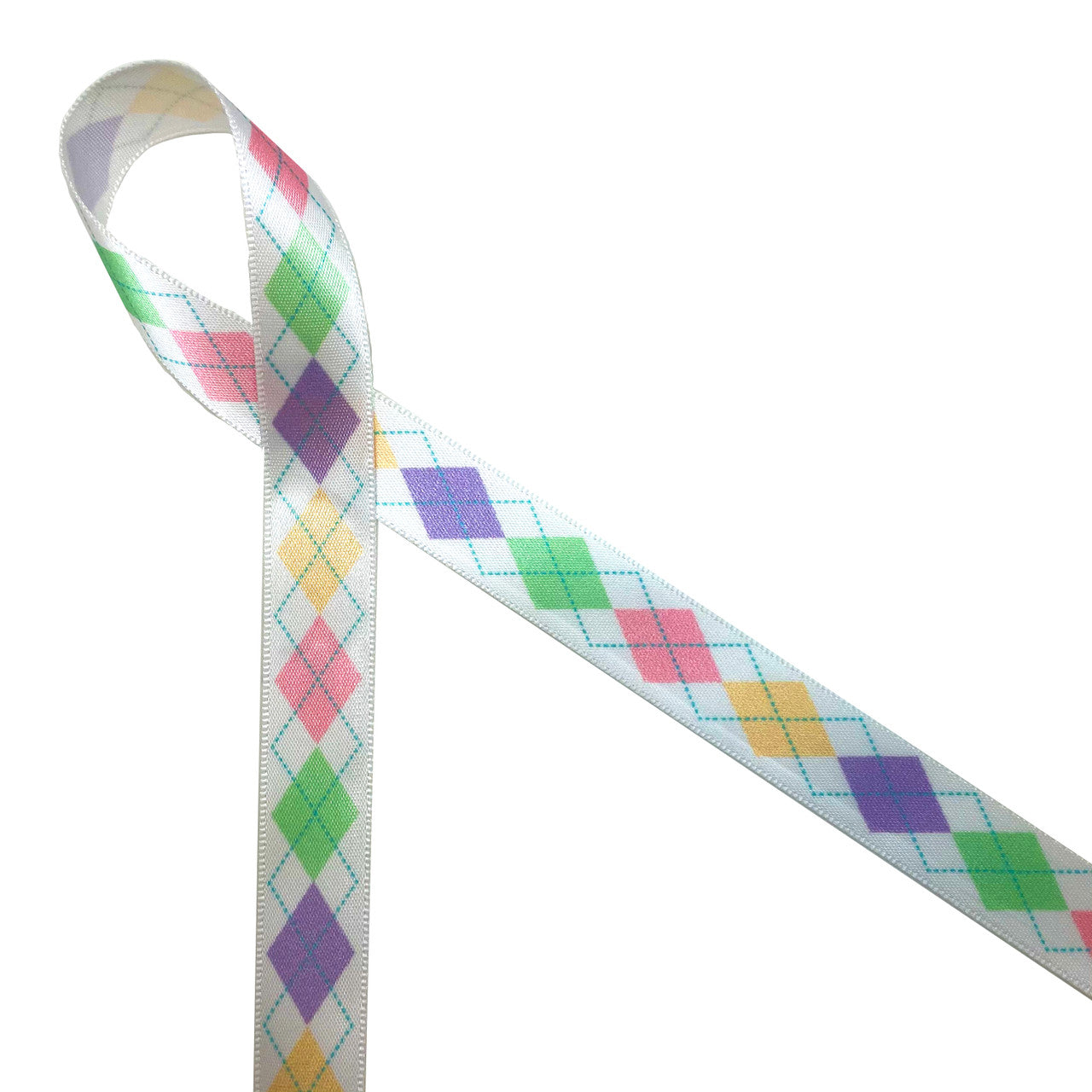 Rainbow Stripe Ribbon on 5/8 White Single Face Satin Ribbon