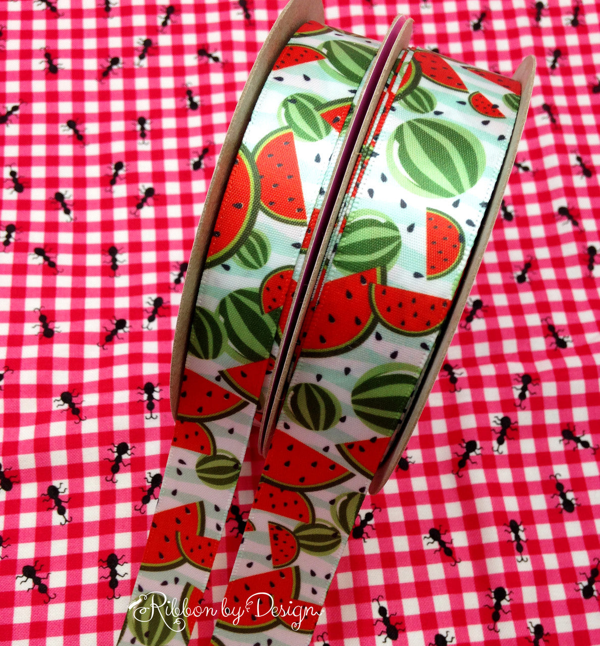 Our yummy Summer watermelons come in two sizes! Offered in 5/8" and 7/8" these watermelon ribbons will be the perfect addition to your picnic themed party!
