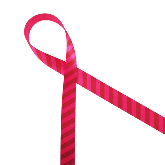 Pink Stripes Ribbon on 5/8" hot pink single face satin
