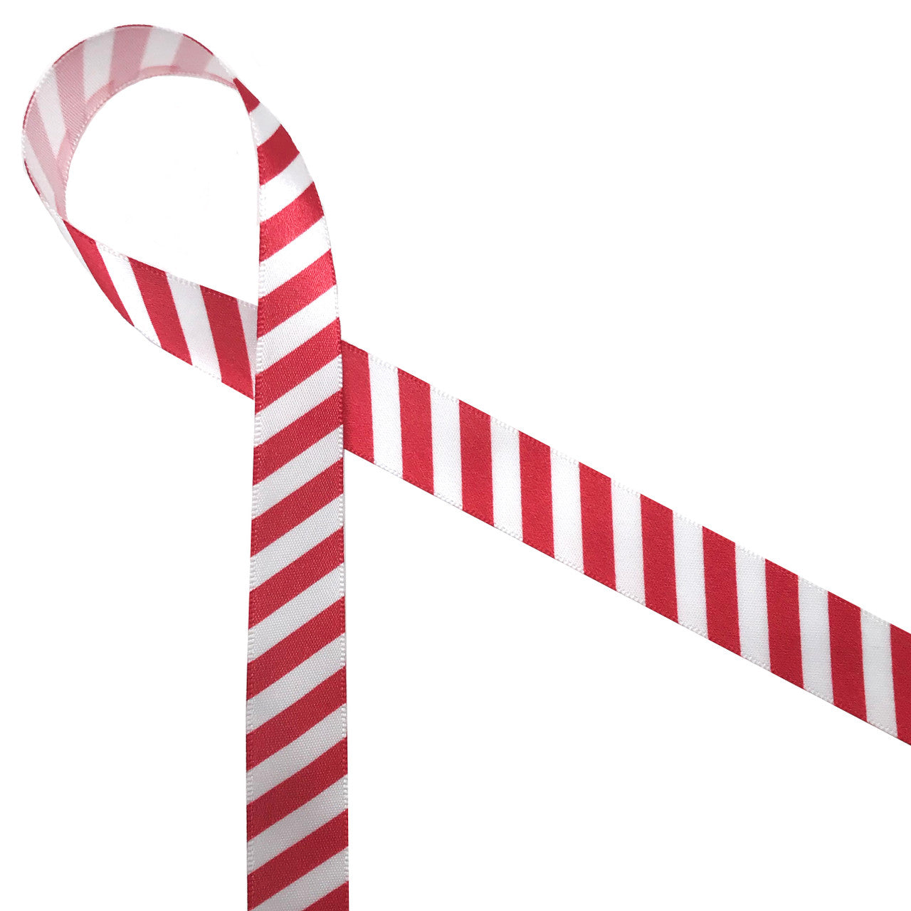 Red Stripes Ribbon rep stripe design printed  on 5/8" white Single Face Satin