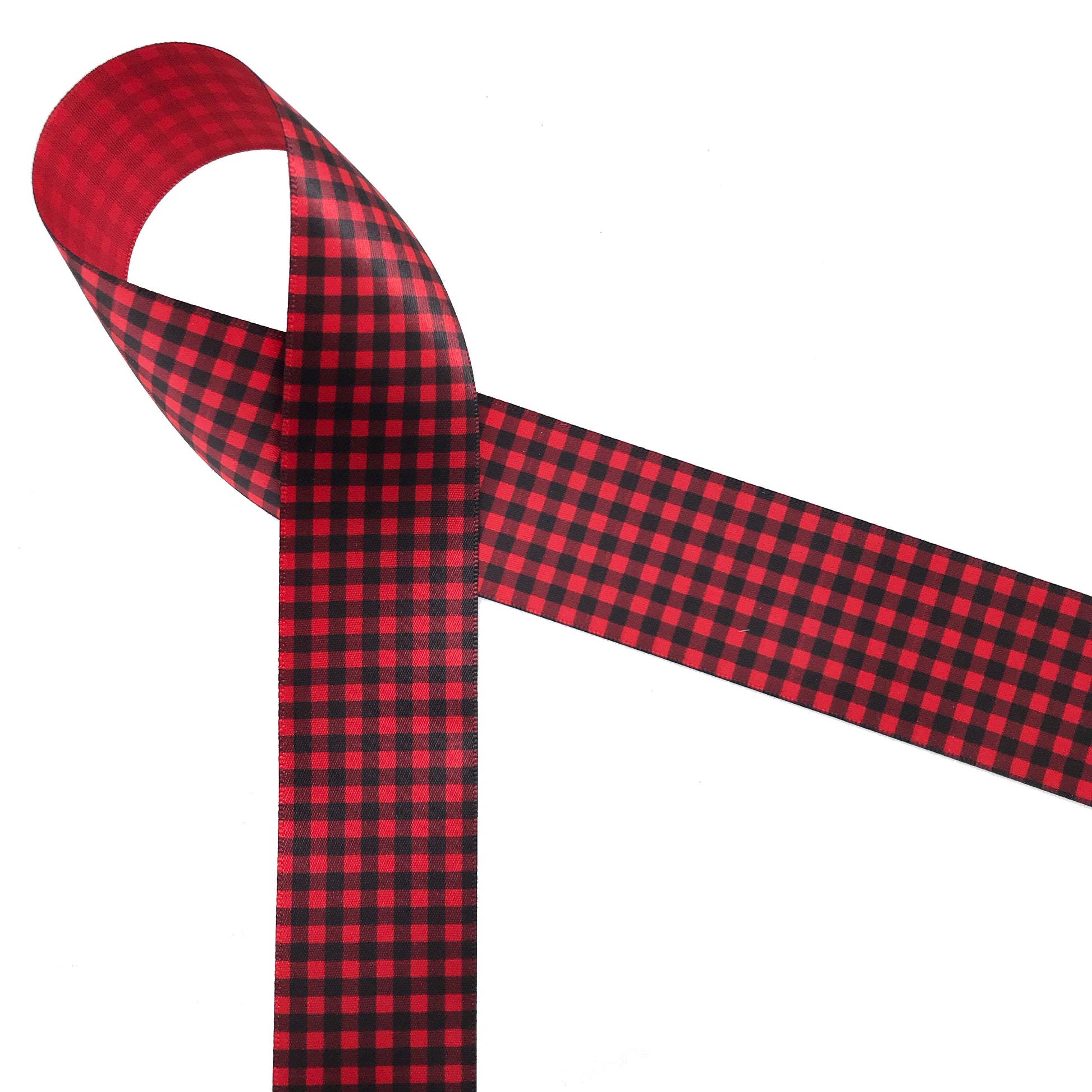 Red Gingham with Black Edge 1 1/2 Inch x 10 Yards Ribbon