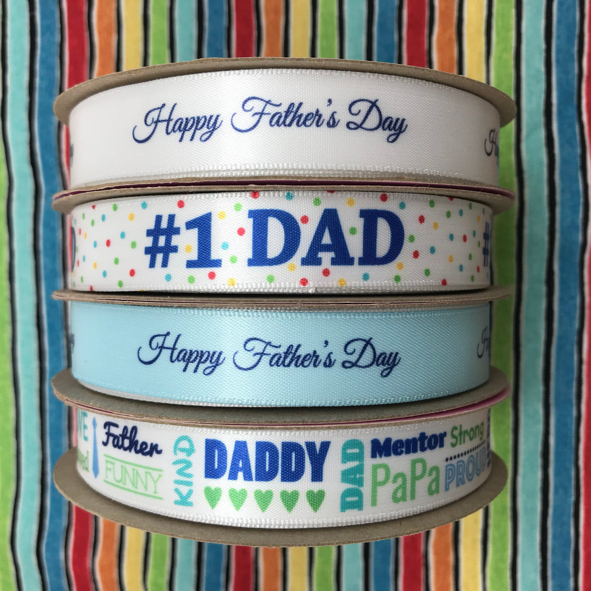 Father Day Riben Happy Father's Day in navy blue printed on 5/8