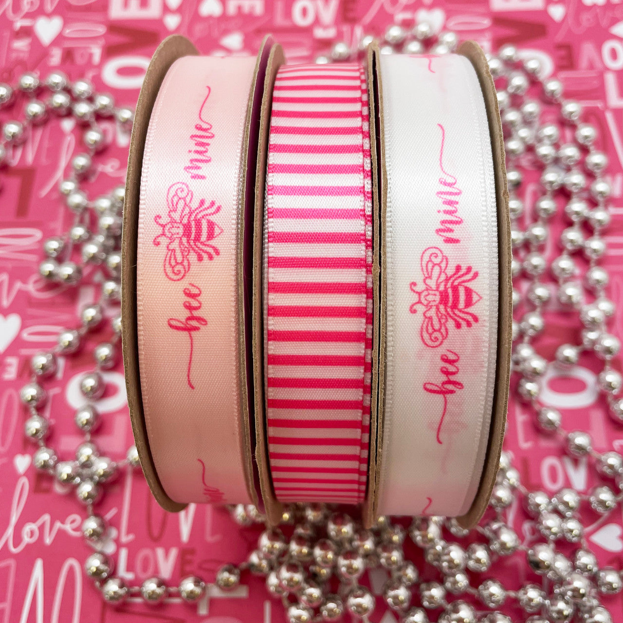 We love to mix and match our ribbons to create truly unique and beautiful Valentine card, gift or table scape!