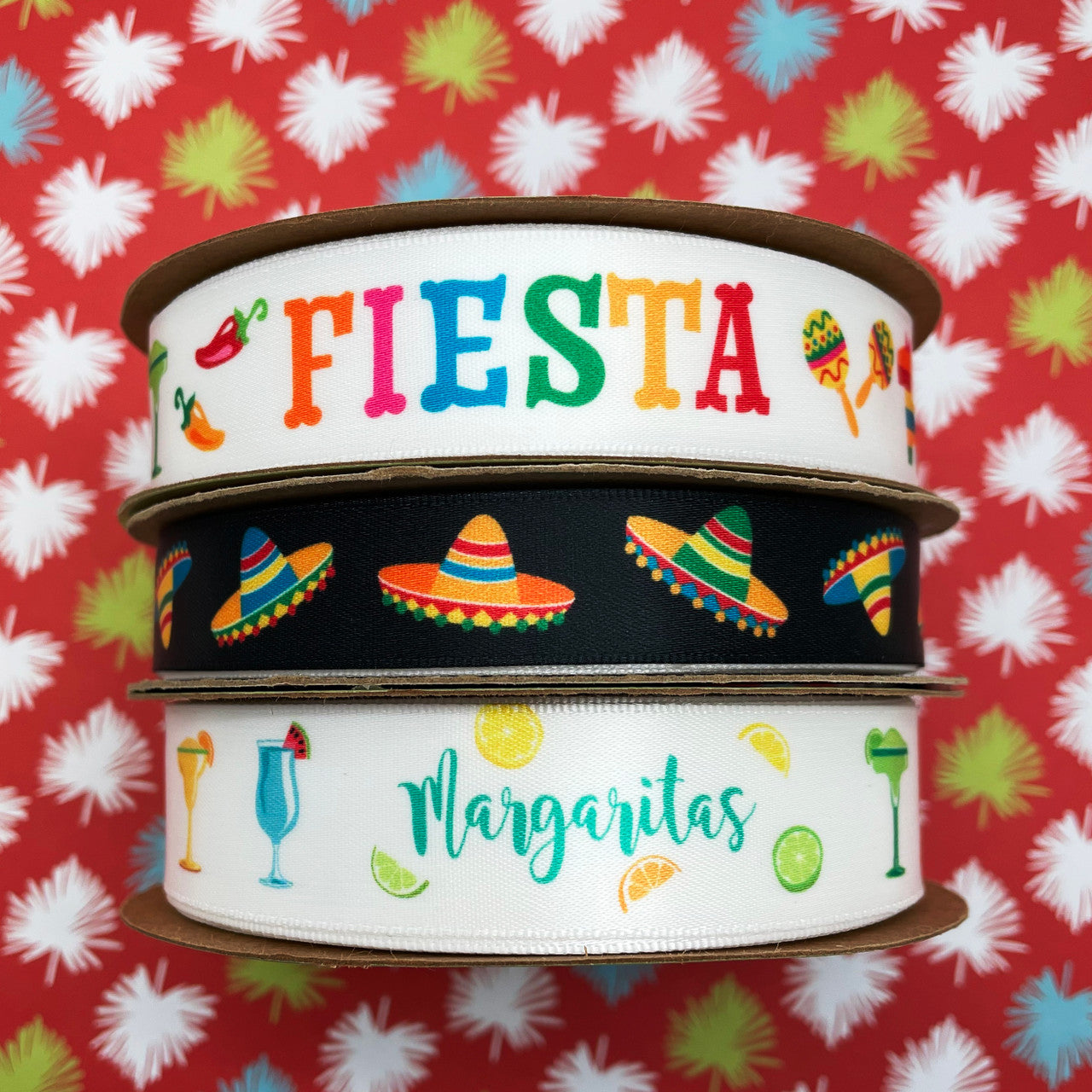 Mix and match our Sombrero ribbon with Fiesta and Margaritas ribbons to complete the party theme!