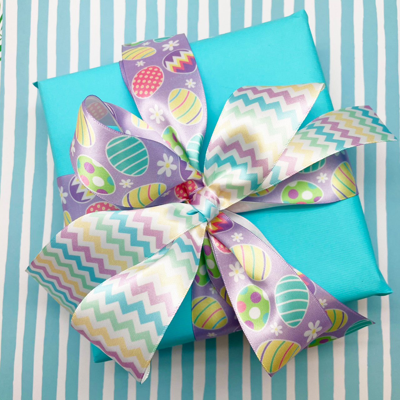 Spring Chevron Ribbon in pastel colors printed on 1.5"single face satin
