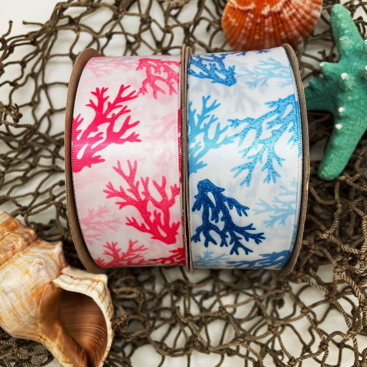 Our coral reef ribbon is offered in two colors!