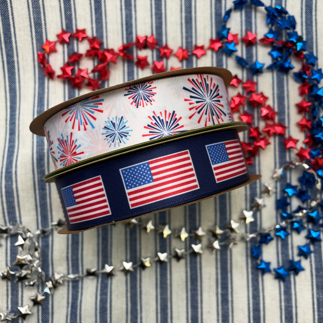 Pair our fireworks ribbon with our flag ribbon for the best 4th of July party decor ever!