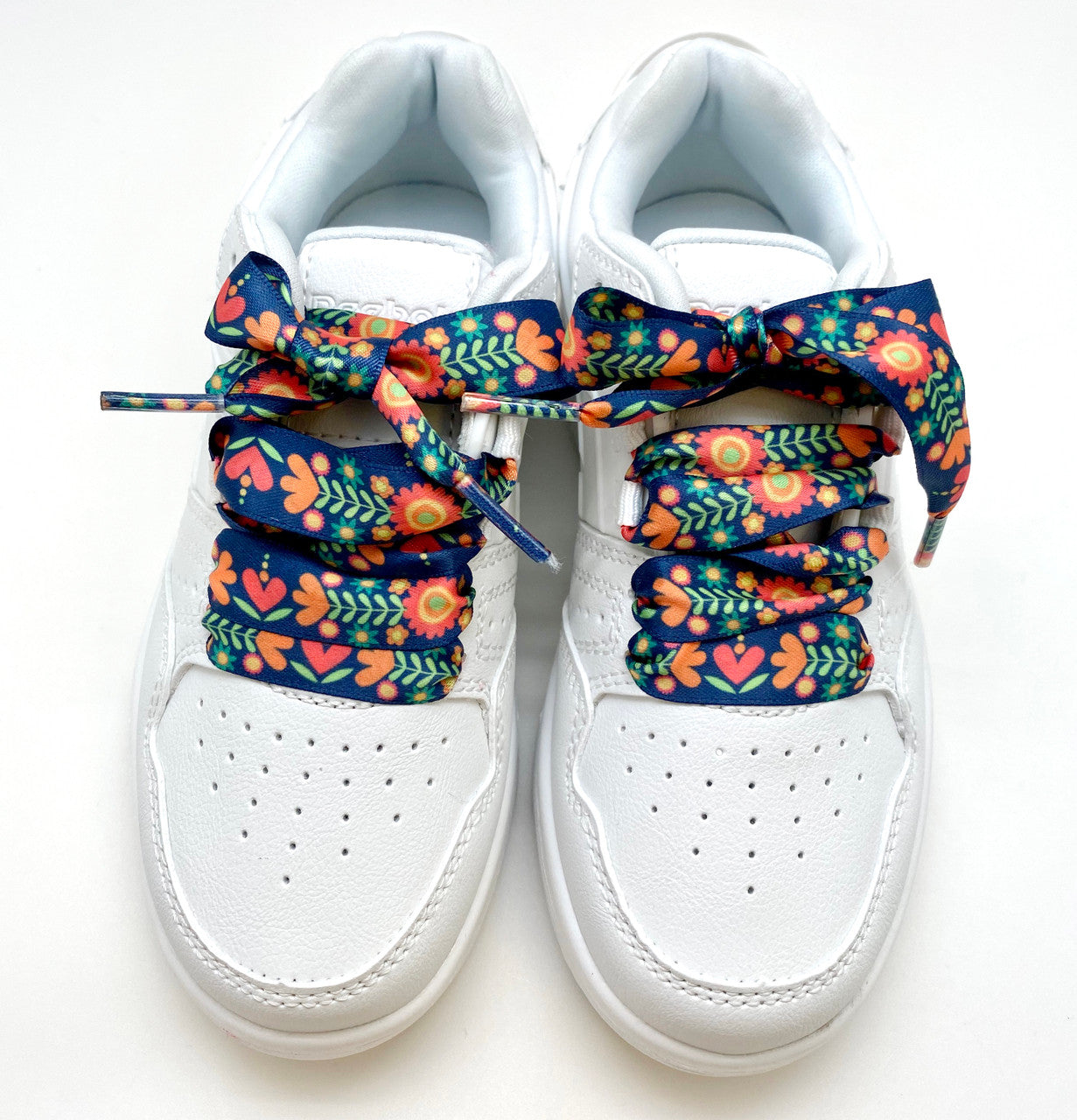 Satin shoelaces boho floral design is perfect for adding some fun and fashion to your sneakers! This is a great shoelace for fun dance shoes, wedding shoes, cheerleading and recitals! All our ribbon shoelaces are printed using dye sublimation technology and can be washed, ironed and re-used! All our laces are designed and printed in the USA