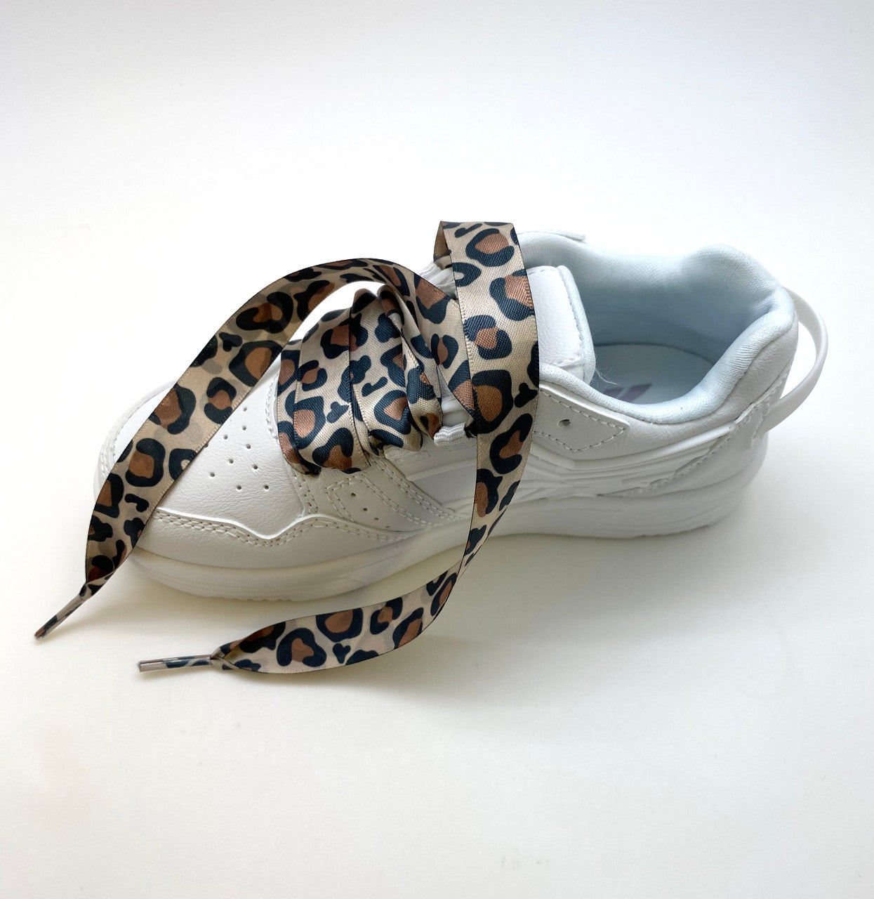 Lacets En Satin Léopard - Longueur 110 Cm, Largeur 4 Cm, Pour Chaussures Skate, Tennis, Baskets