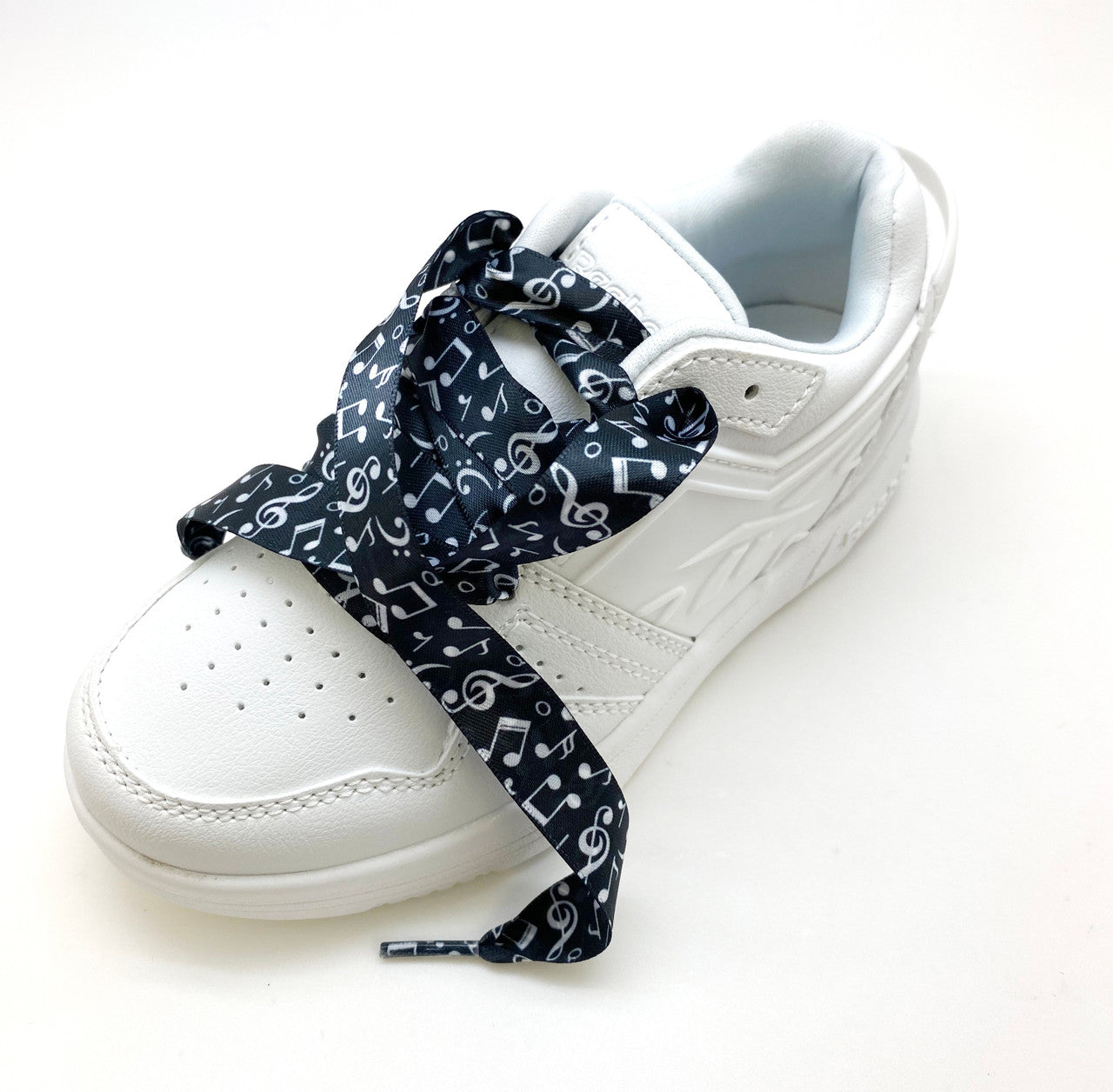 Music themed satin shoe laces printed on 5/8