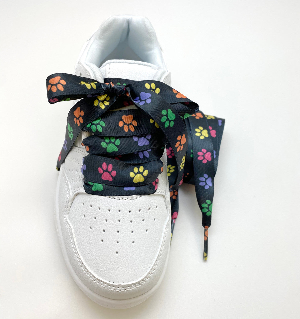Lace your shoes with  our fun rainbow paws print design!
