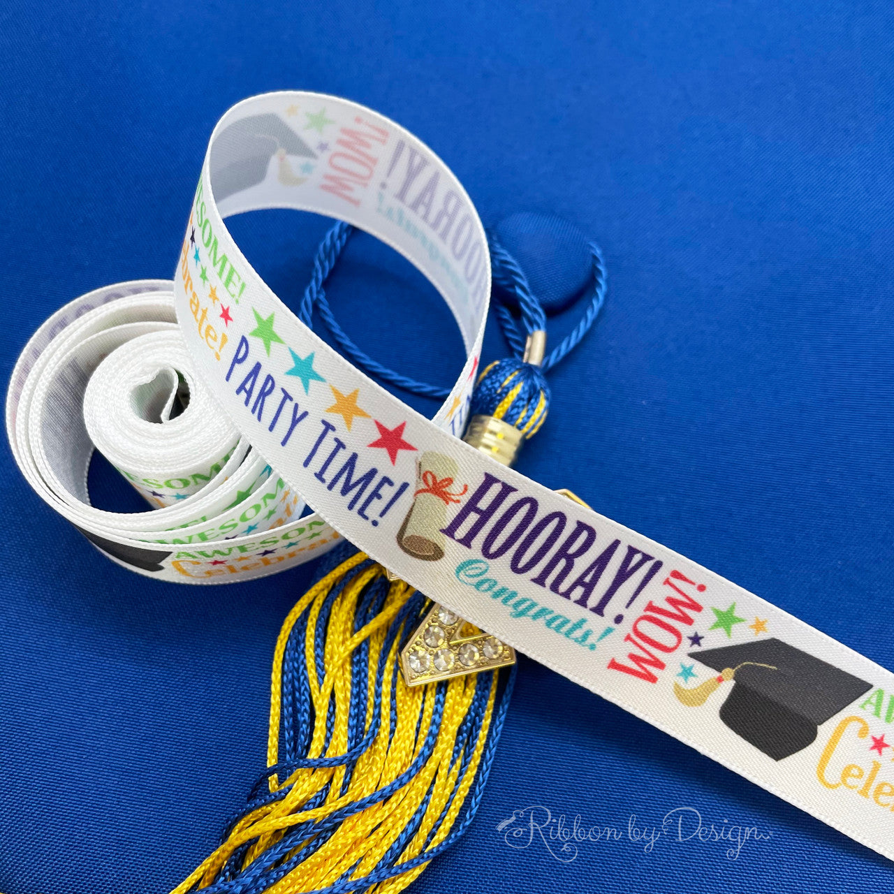 Graduation word block ribbon is ideal for every grad's celebration!