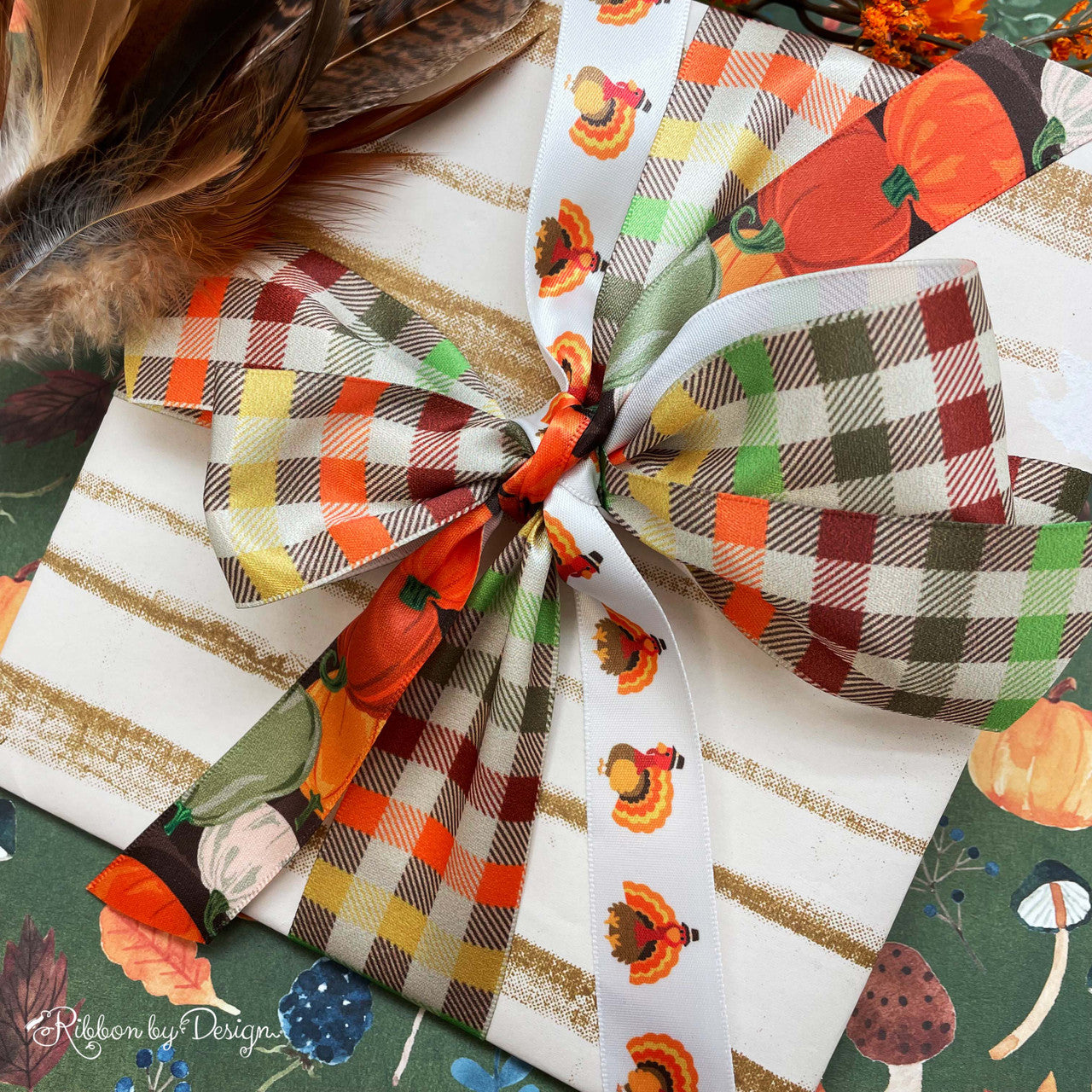 Tie our turkeys with our plaid ribbon for the sweetest Thanksgiving gift ever!