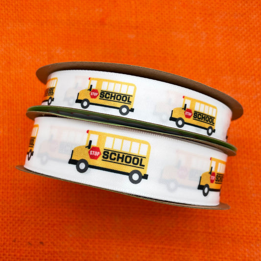 Our school bus ribbon is available in 5/8" and 7/8" widths for all your creative crafting and packaging needs!