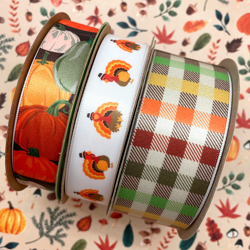 Mix and match our fun little turkeys with our Fall gourds and plaid to make a fun wreath, wall decoration or craft project!
