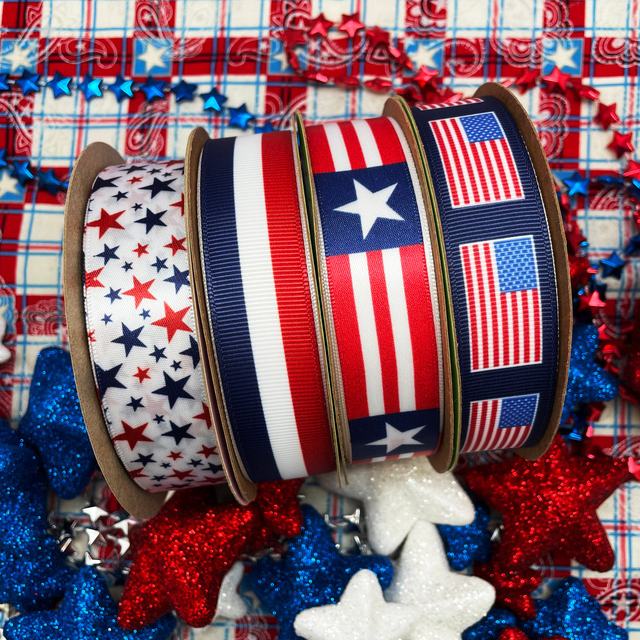 Mix and match all our red, white and blue ribbon for your America celebrations! Perfect for 4th of July, Memorial Day, Labor Day and Veterans Day!