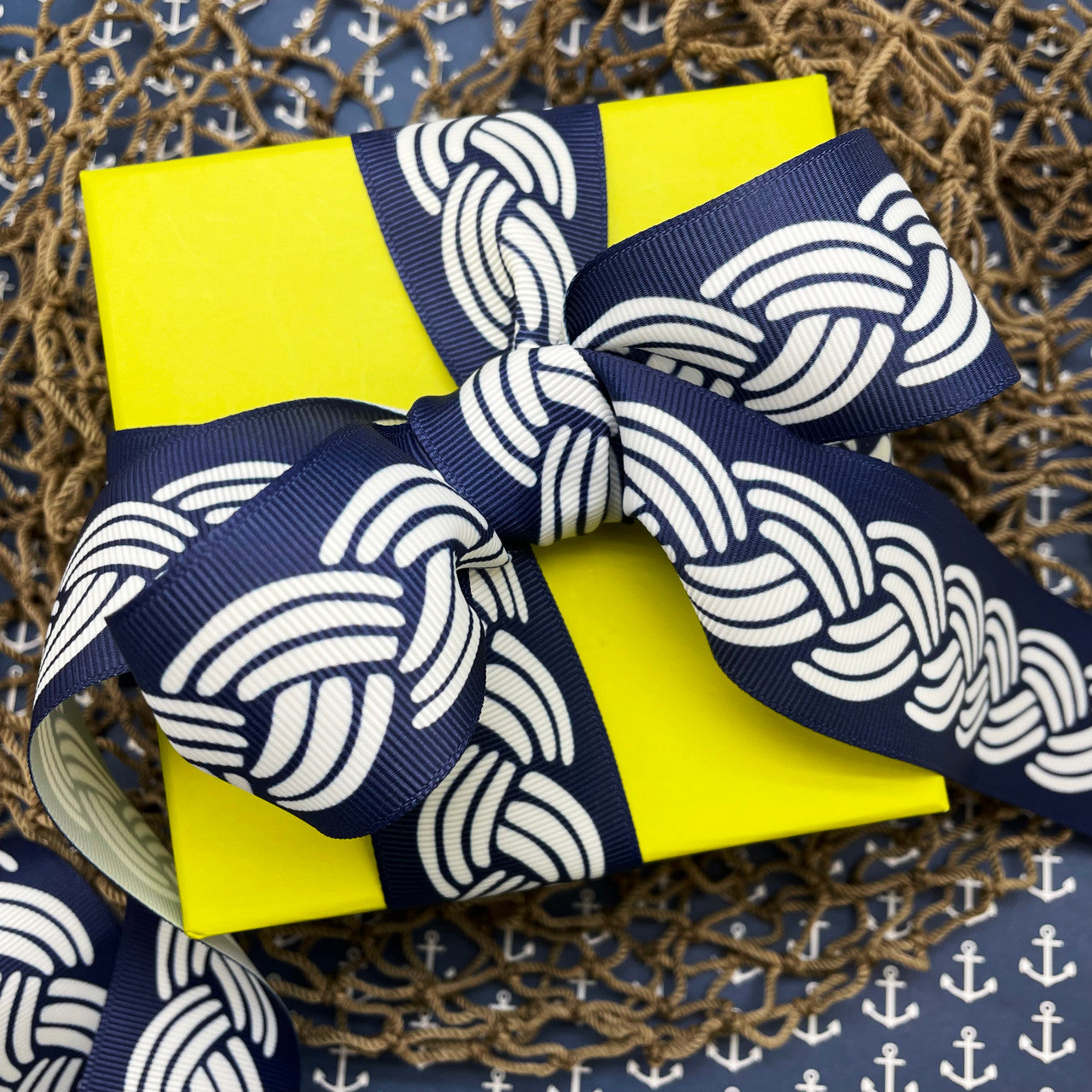 Our nautical rope ribbon ties a perfect bow for gifts wrap, gift baskets, wreaths and party decor too!