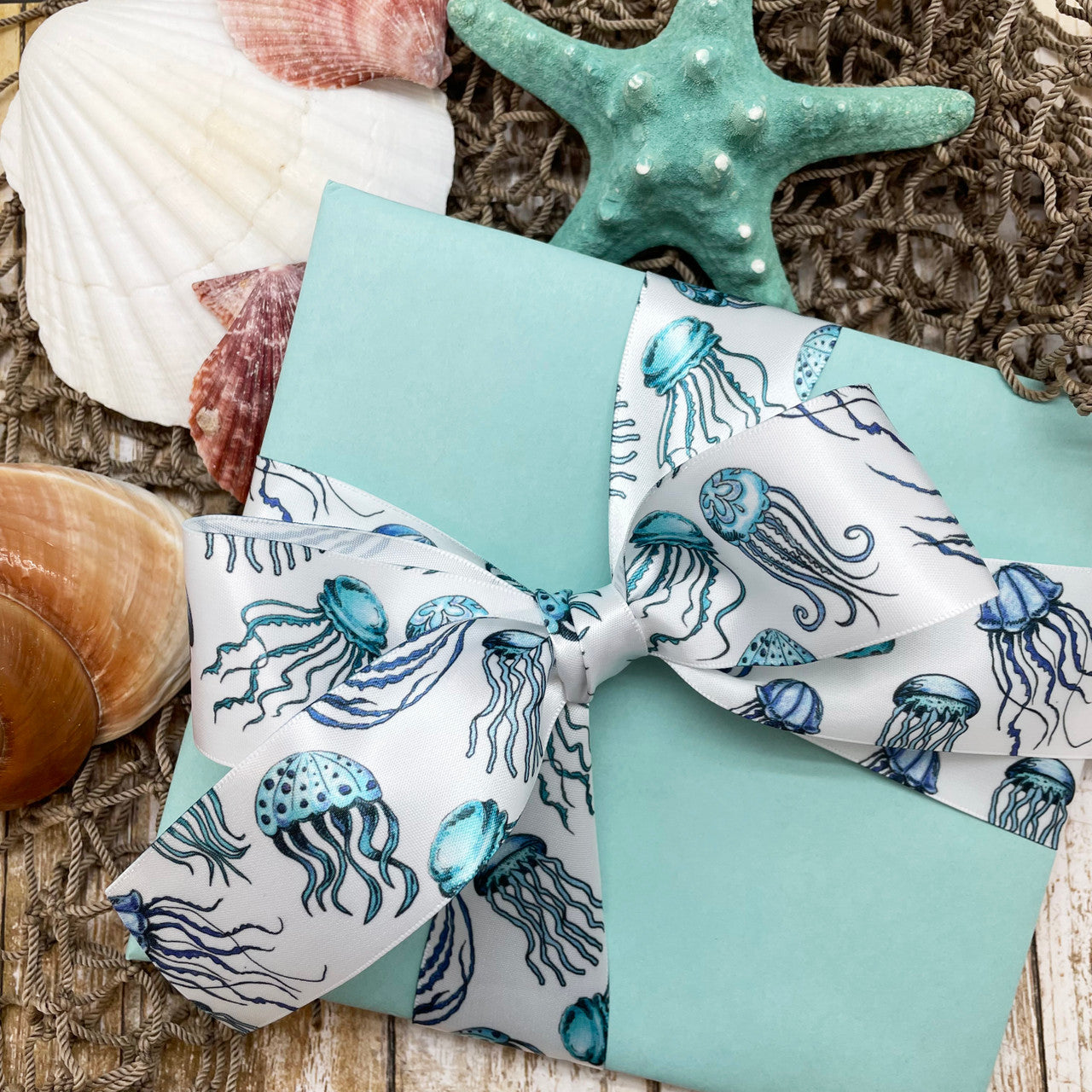 Jelly fish ribbon makes a beautiful bow for the perfect Summer gift!