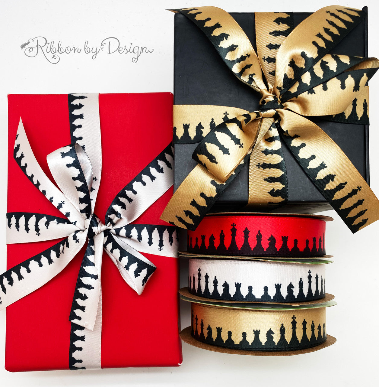 Make a statement with your gift wrap for your favorite chess player using our chess themed ribbons!