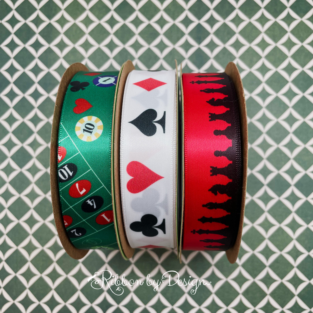 Our gaming themed trio features casino, cards and chess game piece ribbons. There is something for everyone!
