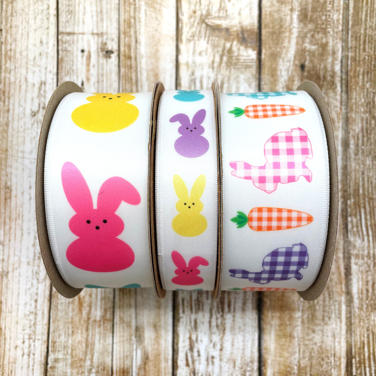 Easter ribbon peeps bunnies printed on 1.5