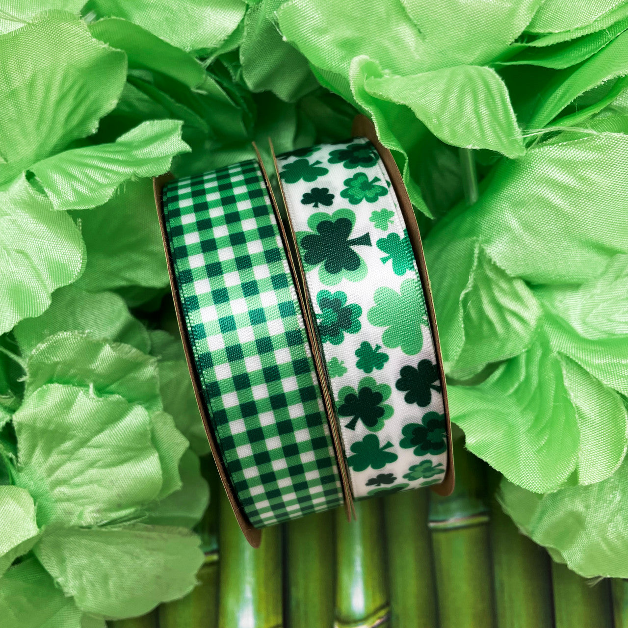 Mix and match our 7/8" shamrocks with our green and white gingham for a truly festive St. Patrick's celebration!