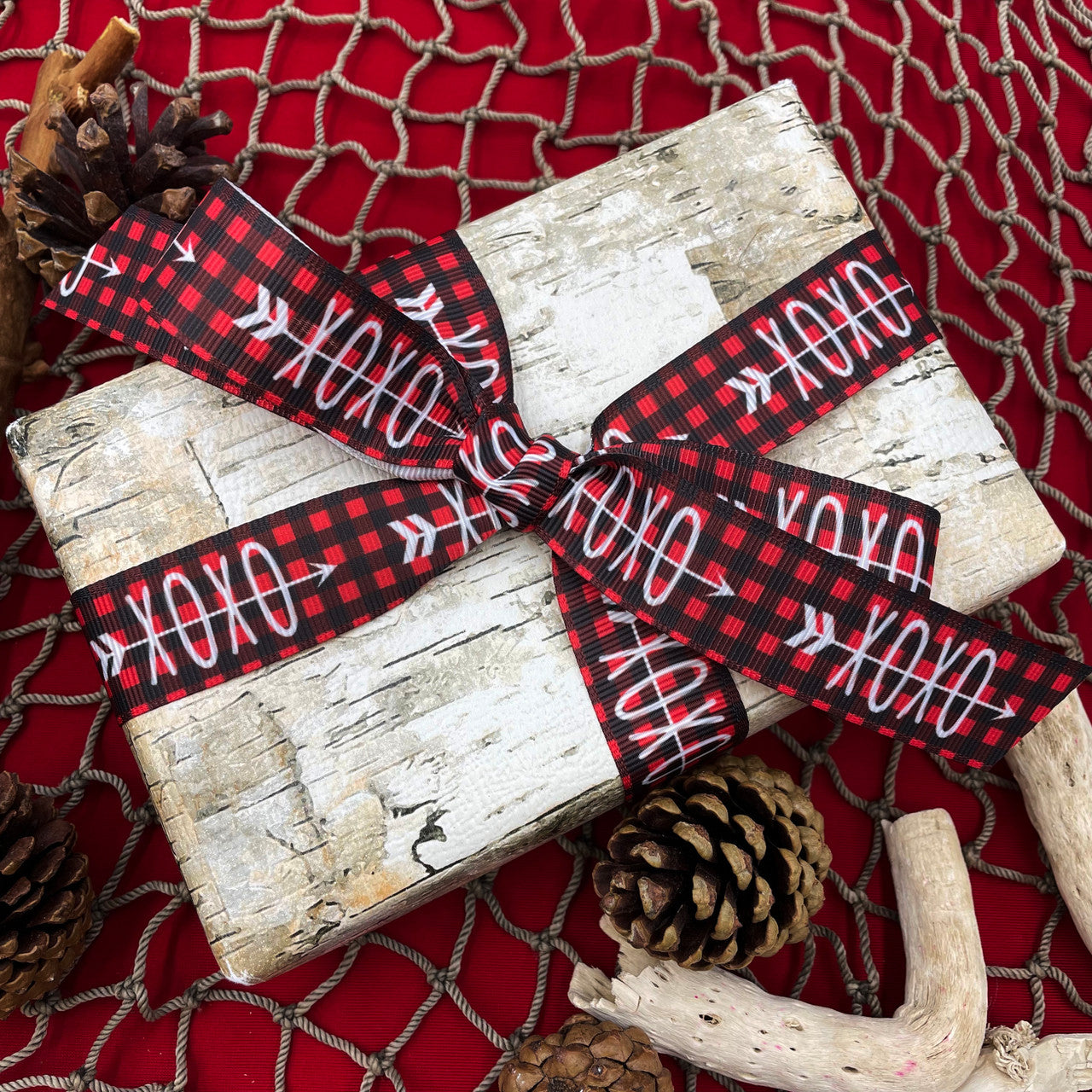 Our X's and O's on a black and red buffalo plaid background makes for the perfect masculine Valentine gift! 