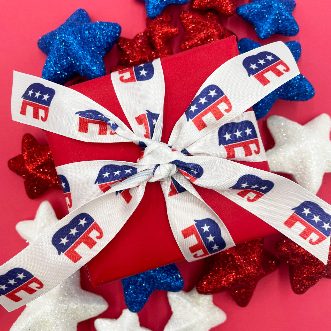 Political Party Republican ribbon with the elephant in red and blue ...
