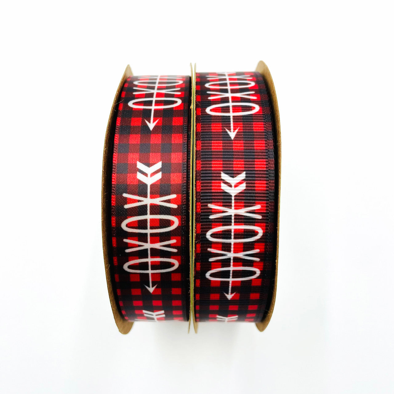 Our X's and O's on buffalo plaid are offered on 7/8" grosgrain and satin! 