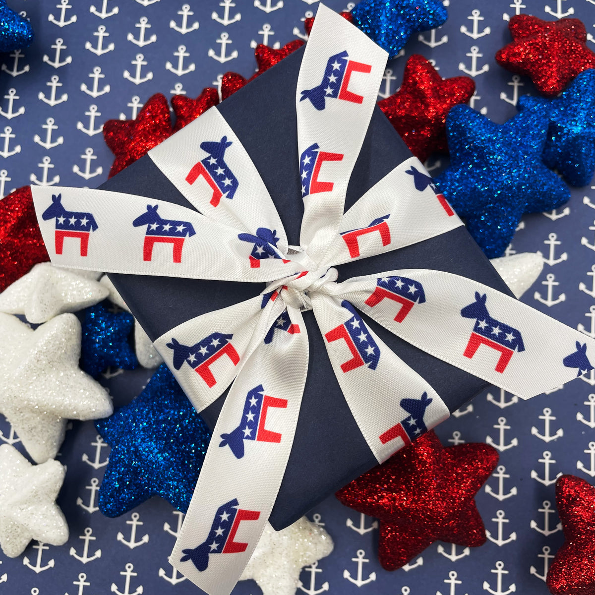 Politics Ribbon Political Party Republican ribbon with the elephant in red and blue ...