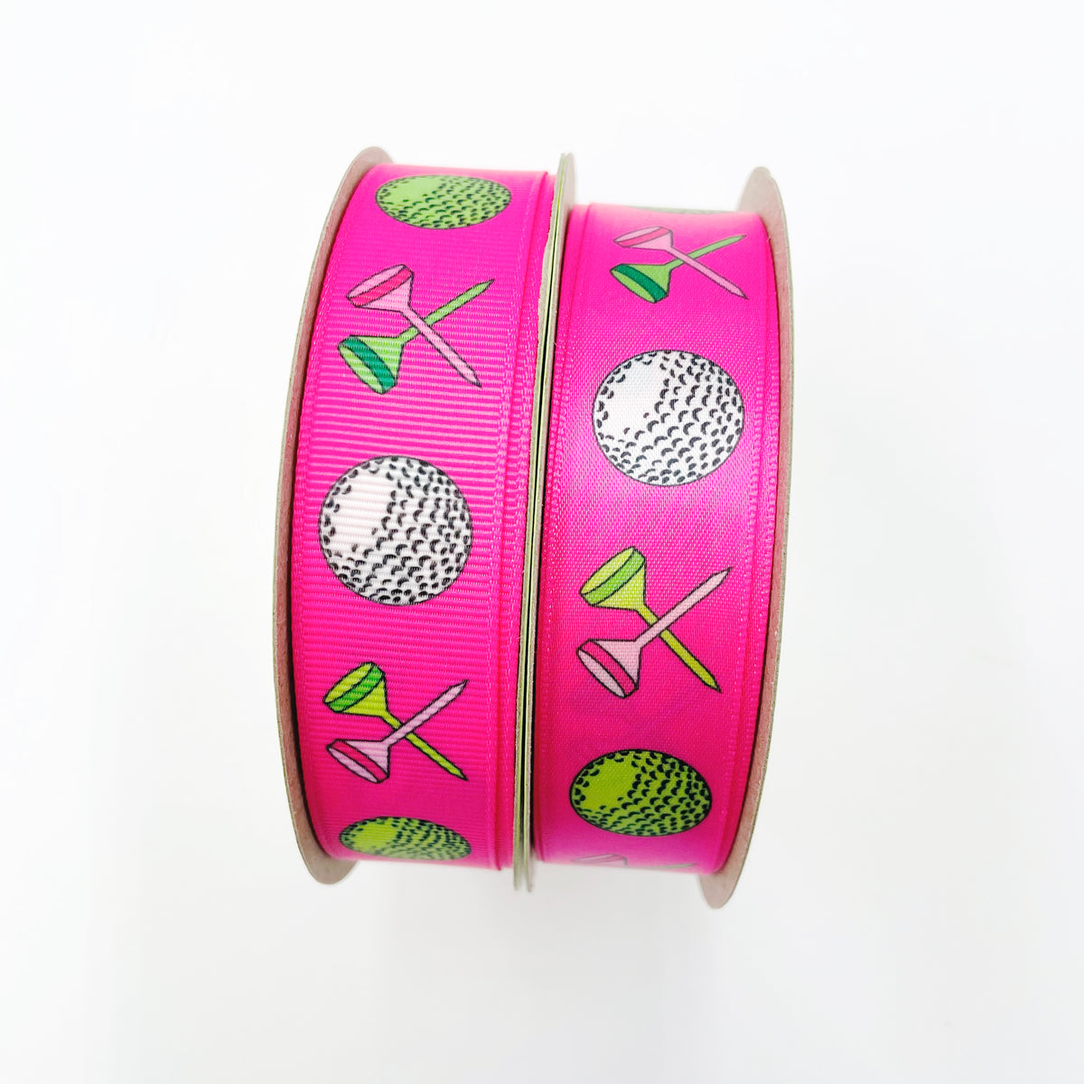 Blue Golf Ribbon Woman's golf ribbon featuring golf balls and tees on a pink background ...