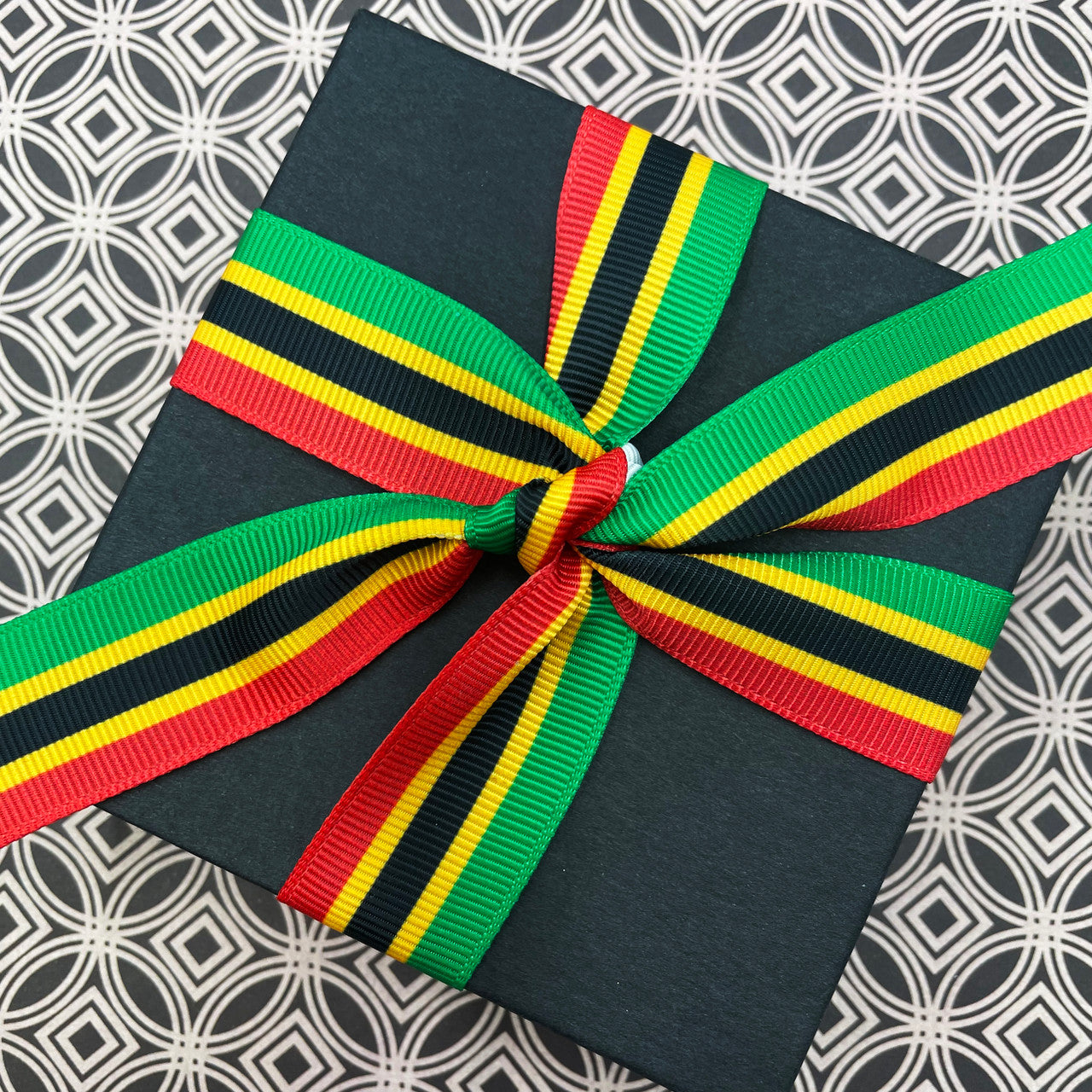 Our high quality Pan African grosgrain ribbon ties a lovely bow for gift giving too! 