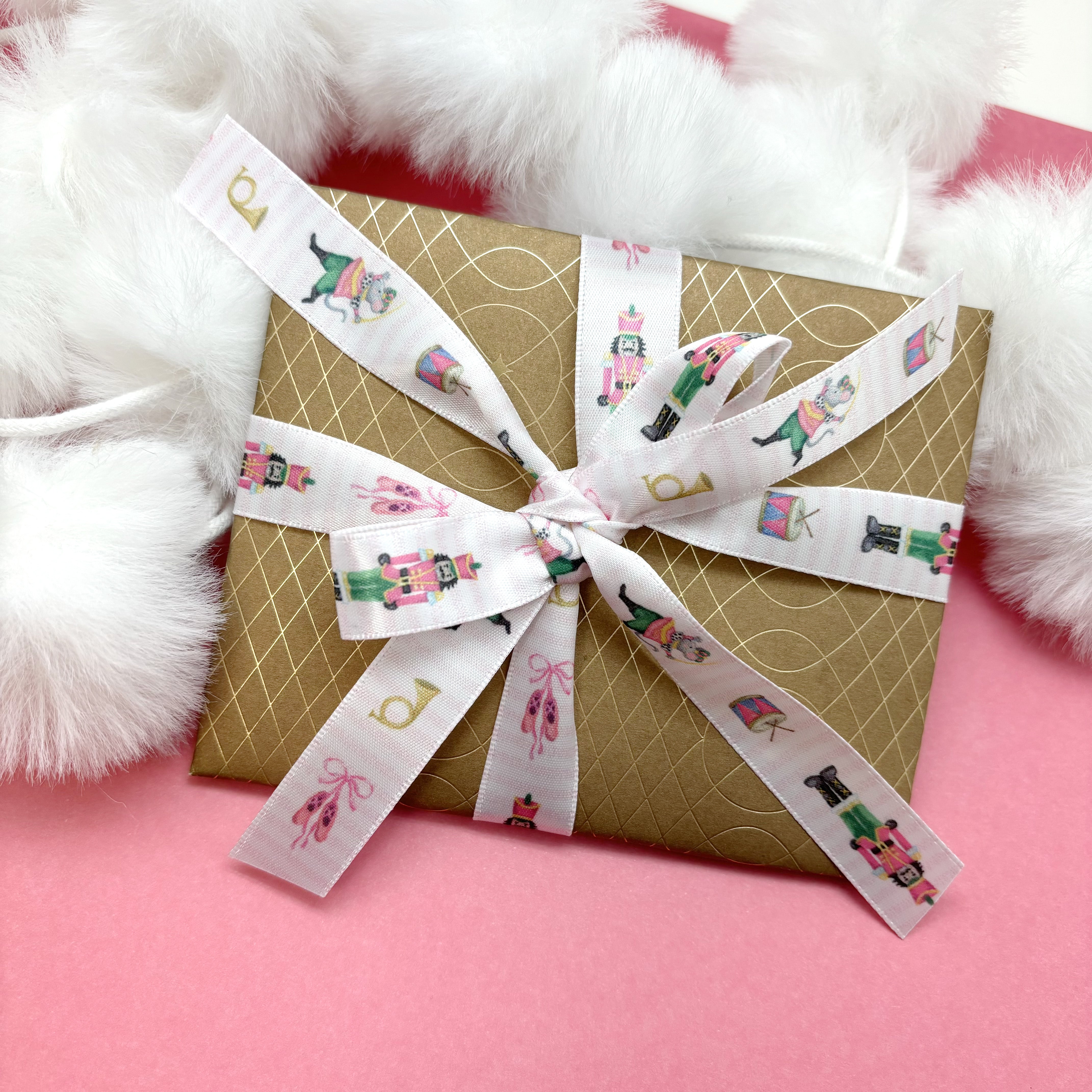 Nutcracker Suite ribbon for Christmas and Holiday gift wrap, gift