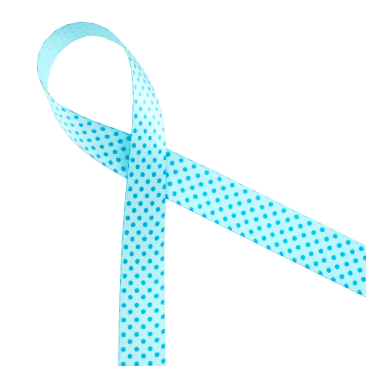 Blue pin dots on 5/8" light blue ribbon makes for a sweet accent to mix and match or use on it's own for a baby shower or baby boy gift! This little blue dotted ribbon also coordinates with many of our Spring and Easter ribbons!