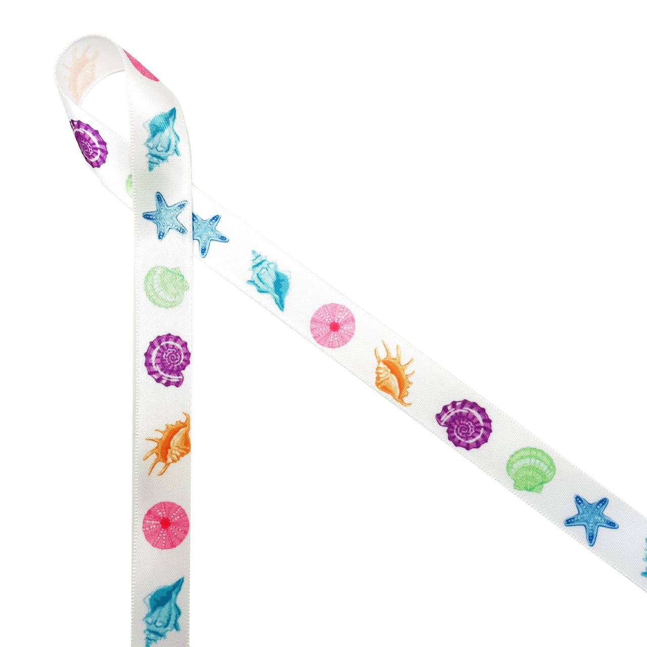 Shell Ribbons Sea shells ribbon in pastel colors printed on 5/8
