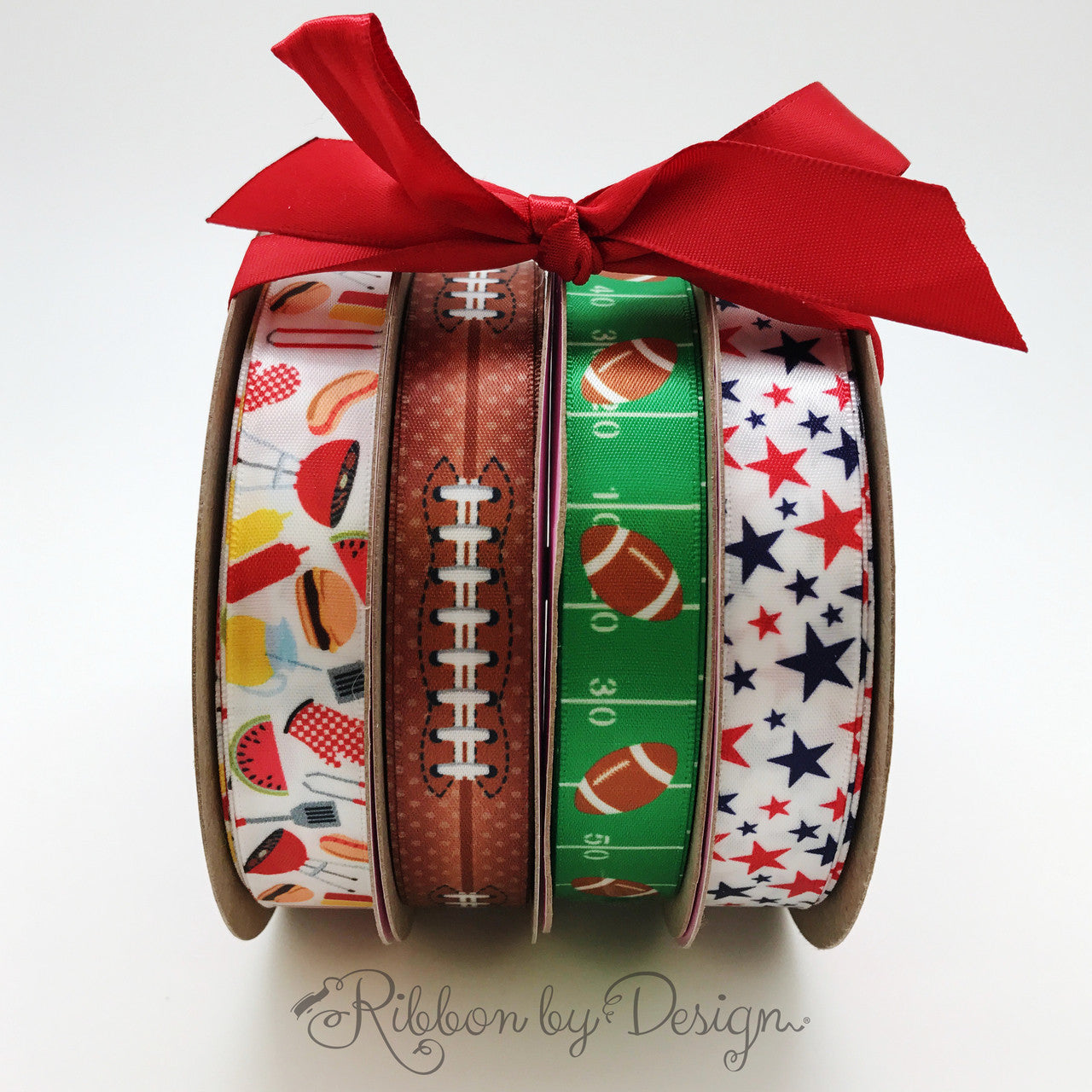 Mix and match our football ribbons with a barbecue or patriotic themed ribbons to make for the perfect tailgate!