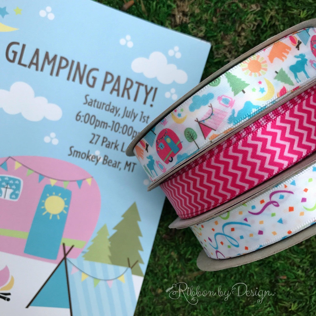 Have a "Glamping" party and add our fun ribbon to the favors to make the evening extra special!