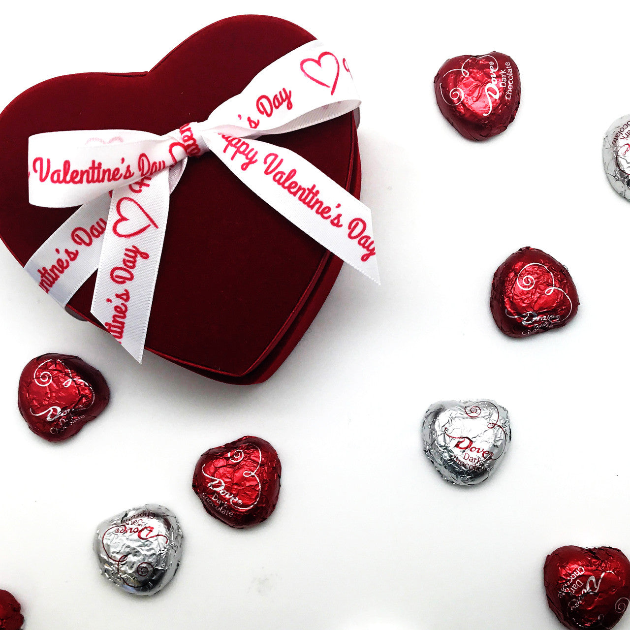 Our Happy Valentine's ribbon makes this simple red velvet chocolate box oh so elegant!