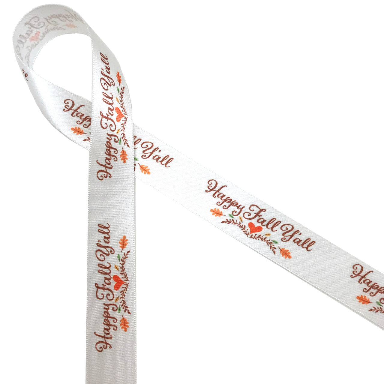 Happy Fall Ribbon Happy Fall Ya'll in rusty brown printed with elements of Fall printed ...