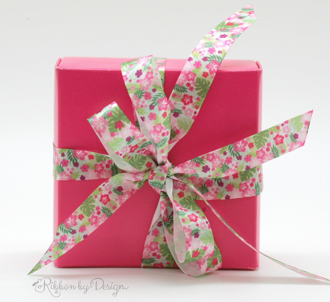 A hot pink box tied with our pretty tropical floral ribbon makes a wonderful Summer surprise for the lucky recipient!