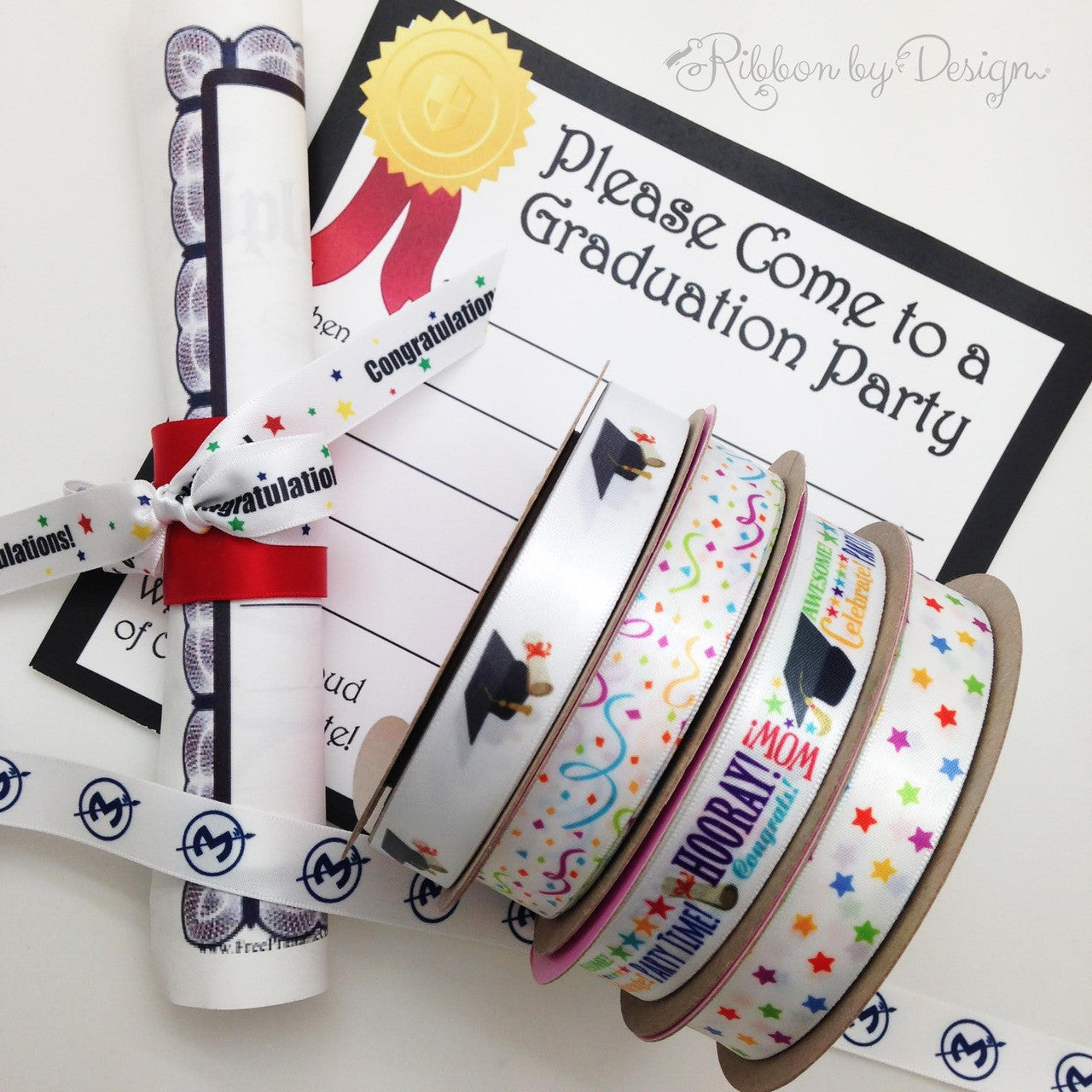 We have a wide variety of great ribbons to make your graduation party really pop! Choose from grad word block, grad hats, streamers and stars!